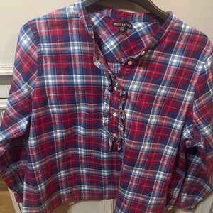 Mercantile by j crew factory Red and Blue Plaid flannel ruffle shirt. 👕
